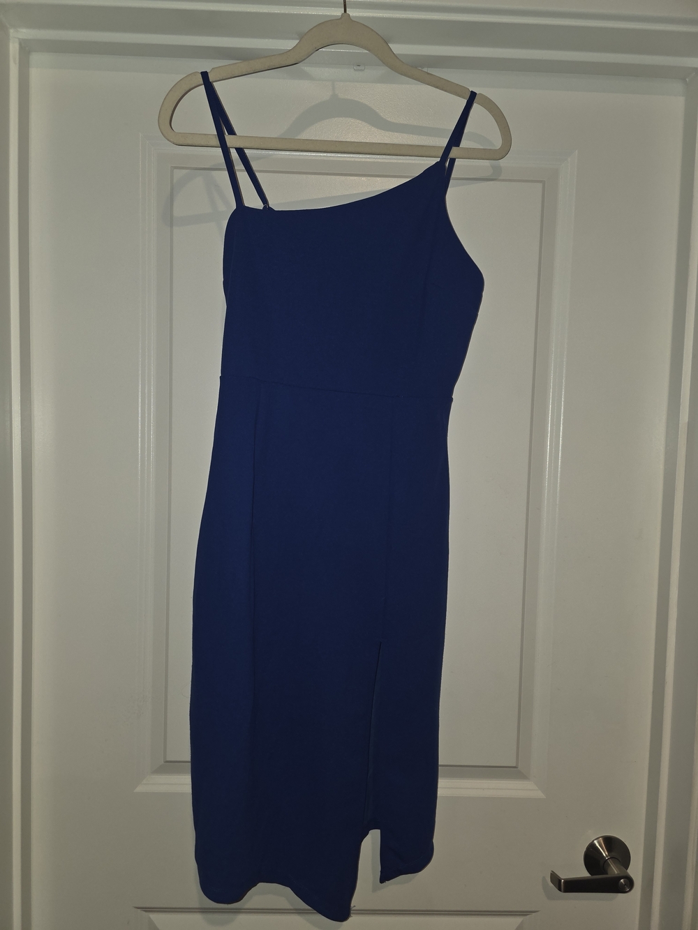 Lulu's Cobalt Asymmetrical One-Shoulder Midi Dress